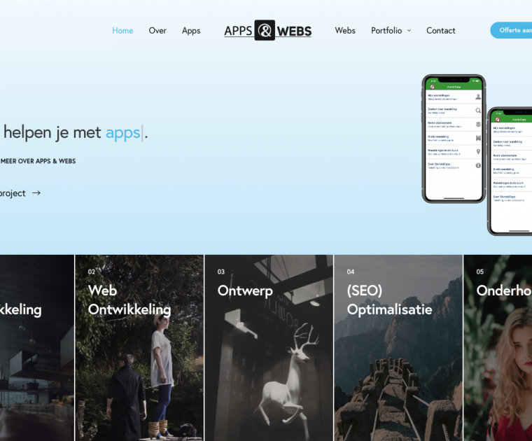 Screenshot vernieuwde website Apps & Webs